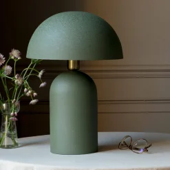 Green Textured Dome Table Lamps