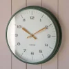 Green with Ochre Hands Factory Wall Clock