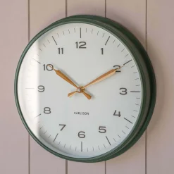 Green with Ochre Hands Factory Wall Clock