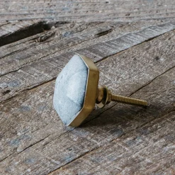 Grey Marble Domed Hexagon Knob