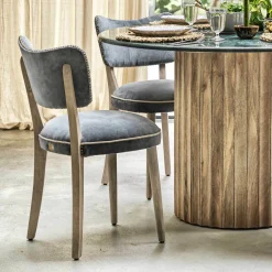 Grey Velvet Upholstered Dining Chair