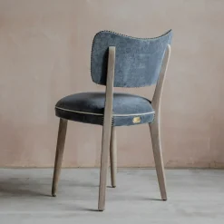 Grey Velvet Upholstered Dining Chair