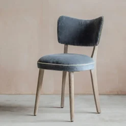 Grey Velvet Upholstered Dining Chair