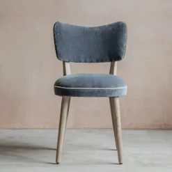Grey Velvet Upholstered Dining Chair