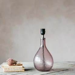 Hammered Pink Glass Table Lamp