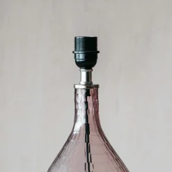 Hammered Pink Glass Table Lamp