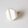 Hexagon Marble and Brass Knob