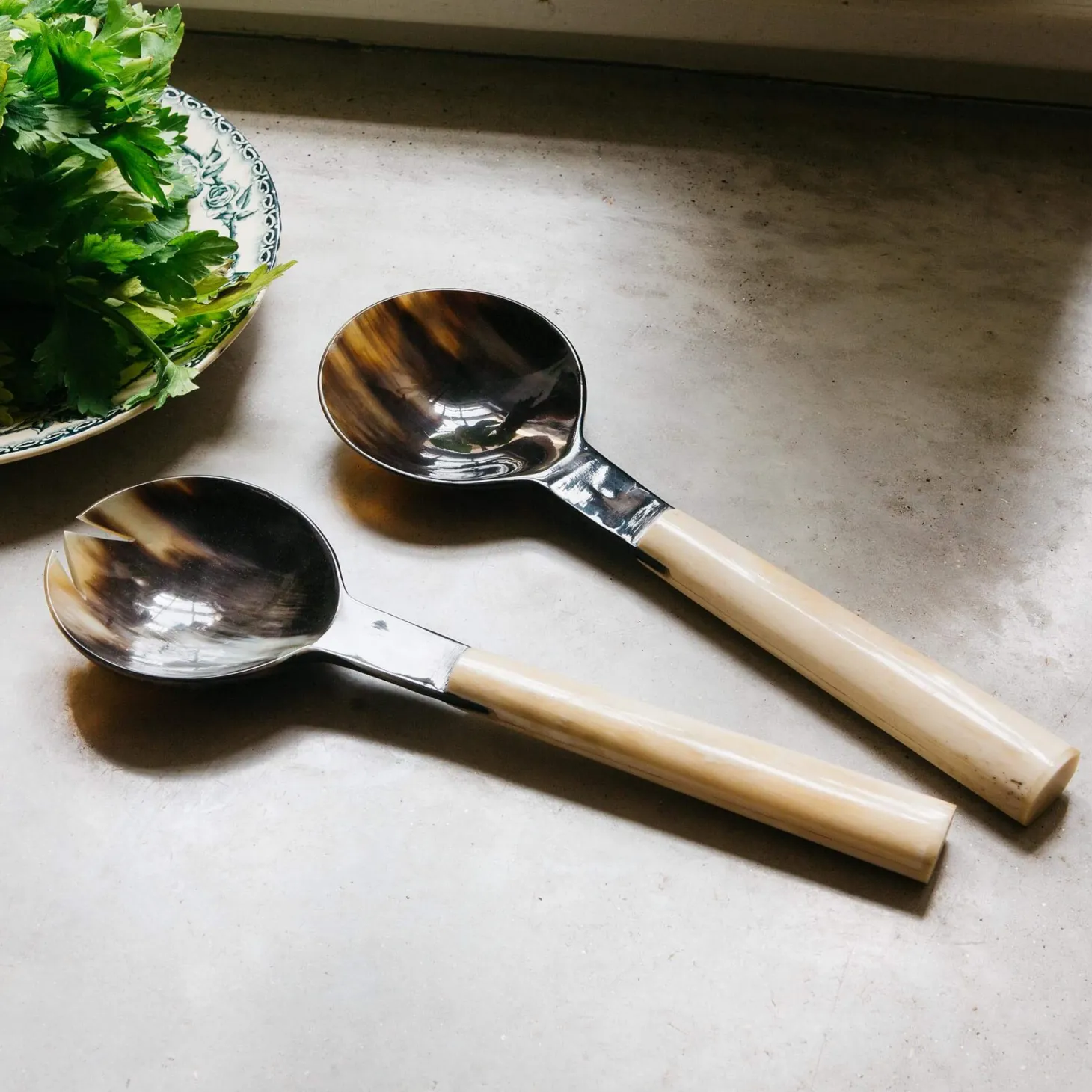 Horn and Bone Salad Servers