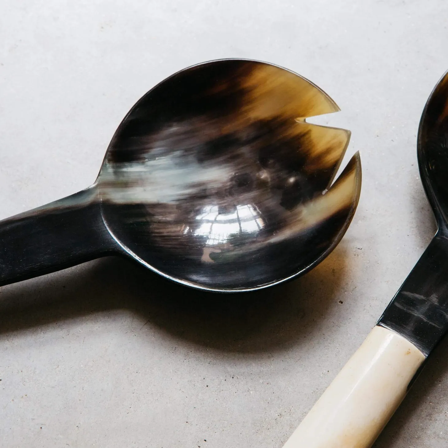 Horn and Bone Salad Servers