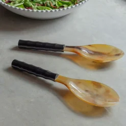 Horn and Resin Salad Servers