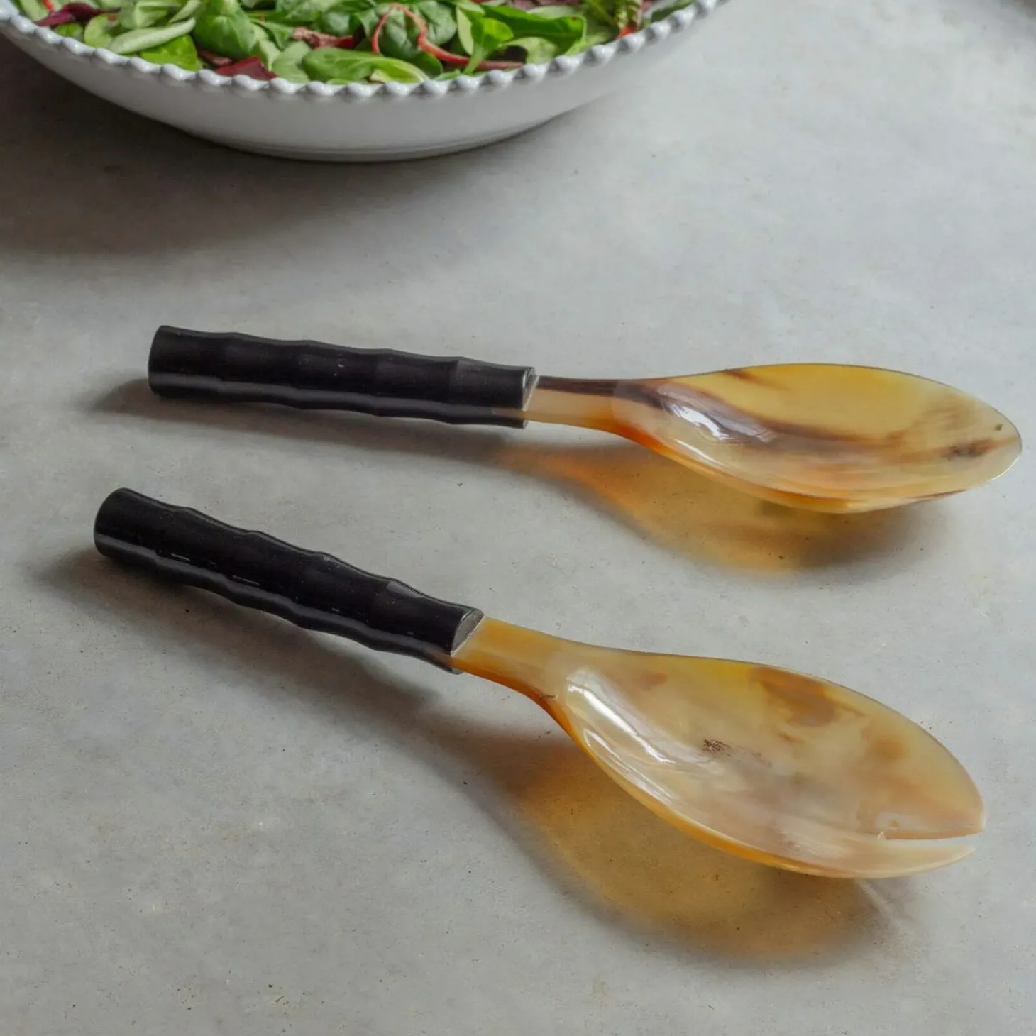 Horn and Resin Salad Servers