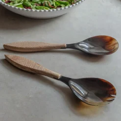 Horn and Wood Salad Servers