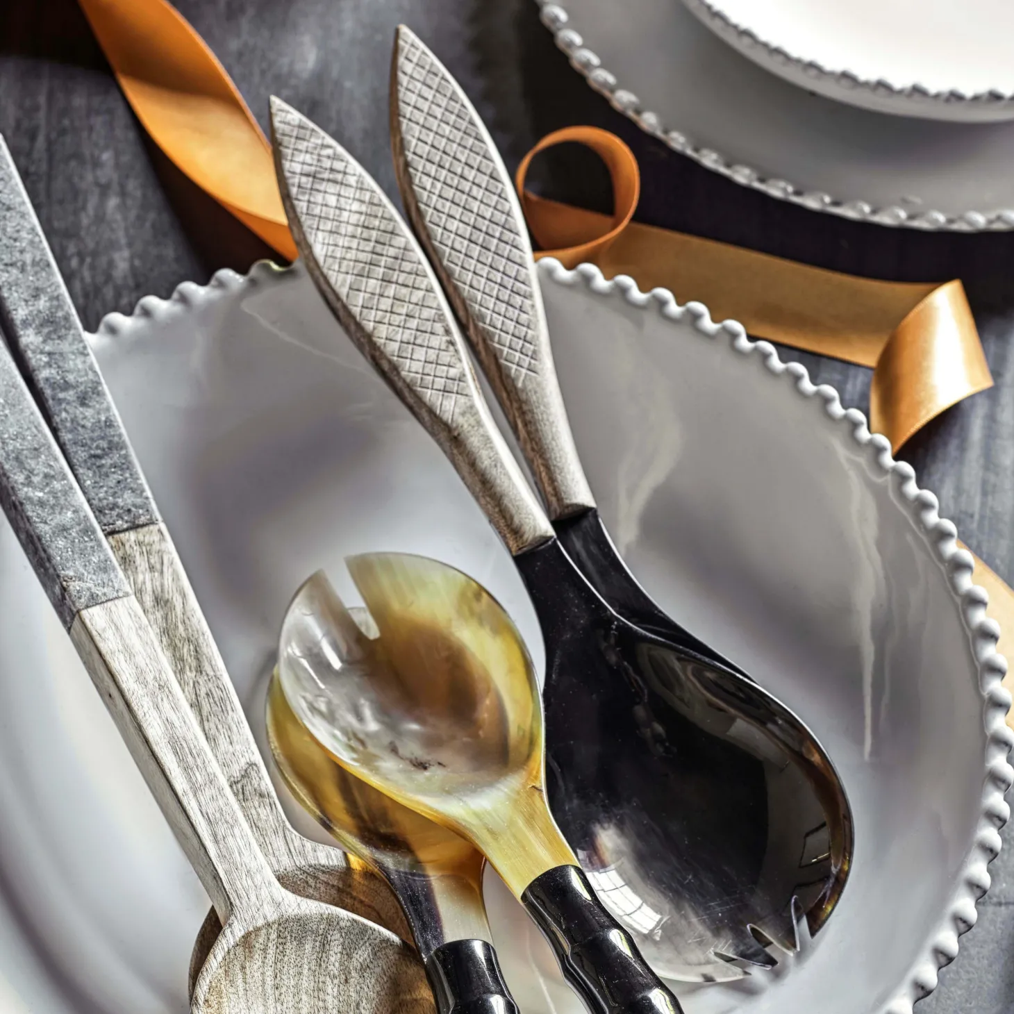 Horn and Wood Salad Servers