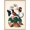 Hummingbird and Flowers Print with Oak Frames