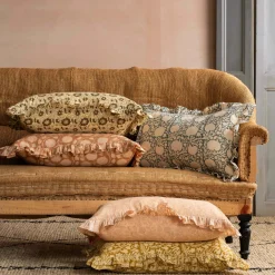 Indian Hand Block Printed Rectangular Floral Cushions