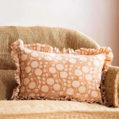 Indian Hand Block Printed Rectangular Floral Cushions