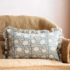 Indian Hand Block Printed Rectangular Floral Cushions