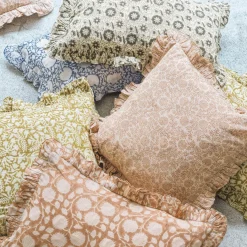 Indian Hand Block Printed Rectangular Floral Cushions