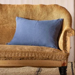 Indigo Rectangular Linen Cushion