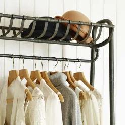 Industrial Black Metal Coat Rack