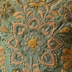 Ione Embroidered Velvet Square Cushion