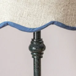 Iris Table Lamp with Blue Scalloped Shade