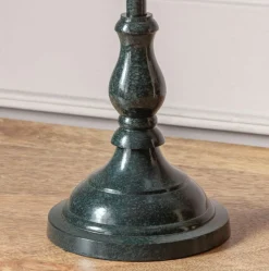 Iris Table Lamp with Blue Scalloped Shade