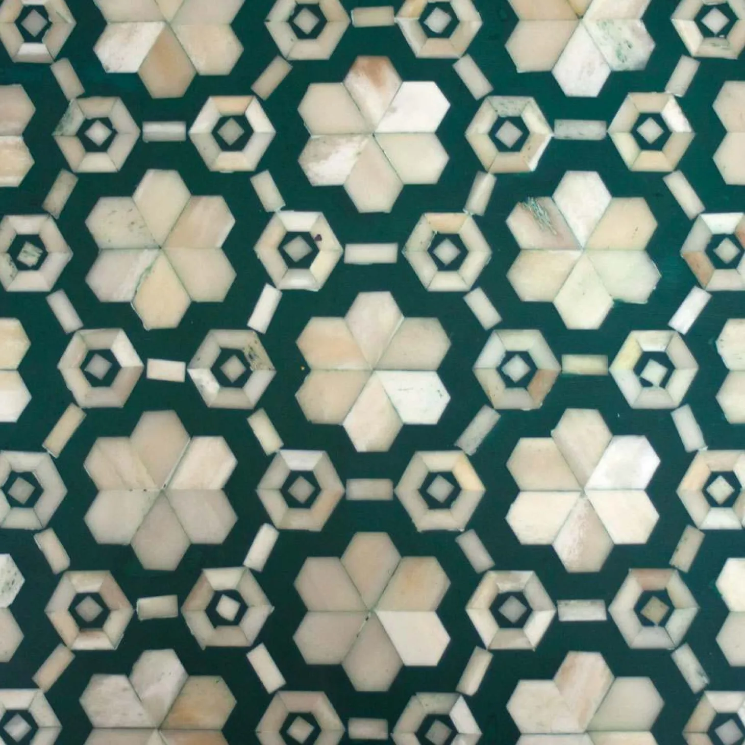 Jade Green Floral Bone Inlay Bedside Table