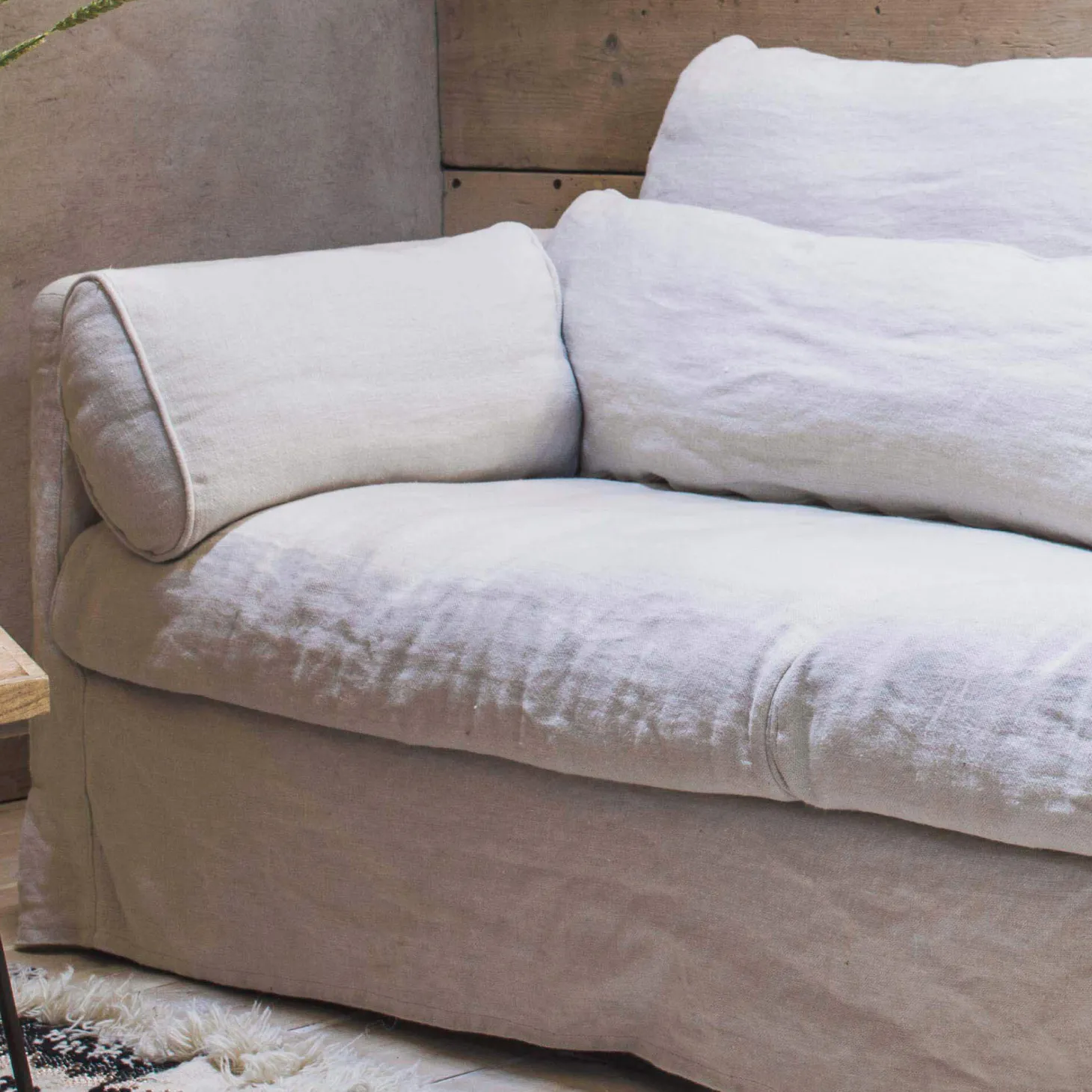Jasmine Natural Belgian Linen Two Seater Sofa