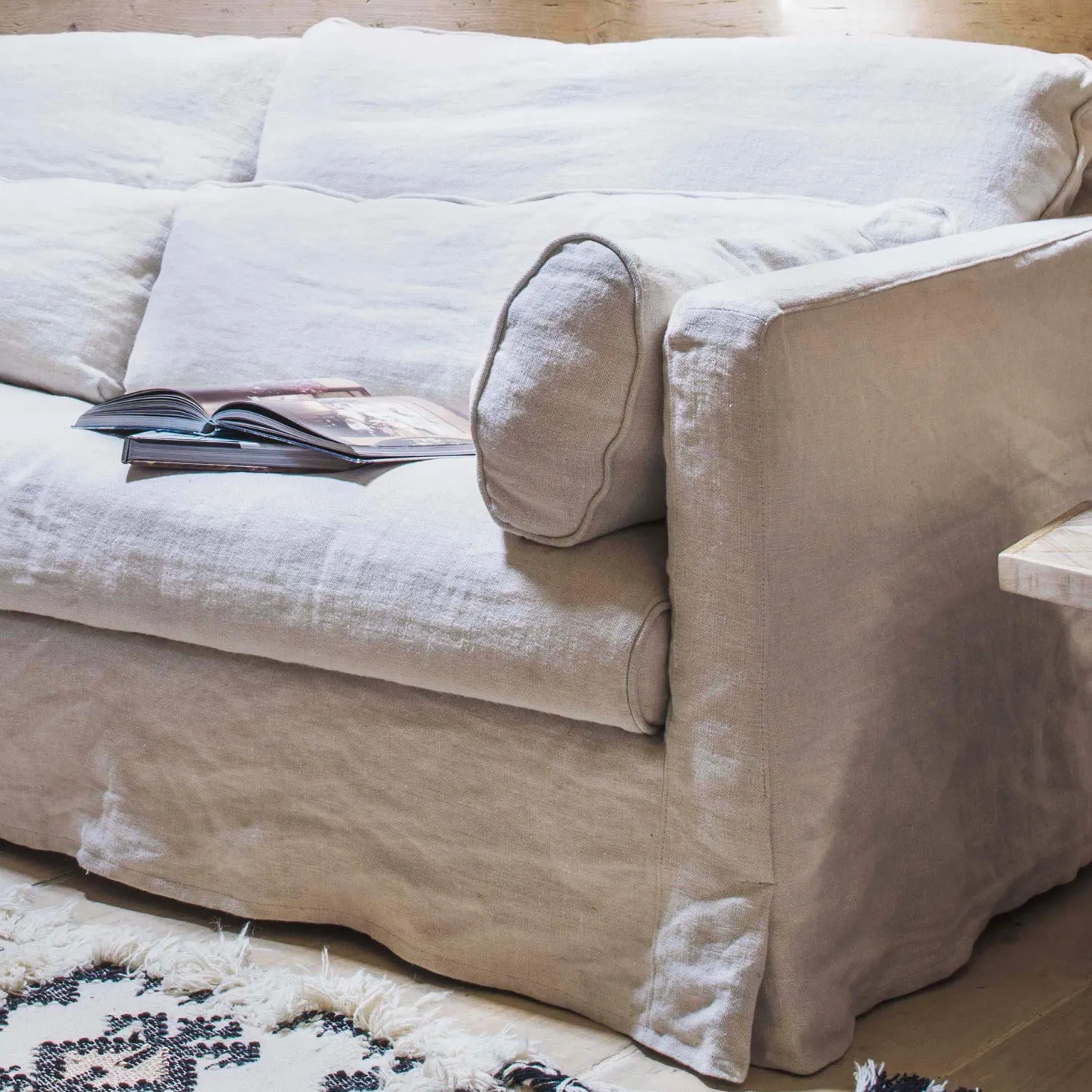 Jasmine Natural Belgian Linen Two Seater Sofa