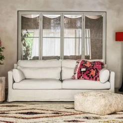 Jasmine Natural Belgian Linen Three Seater Sofa