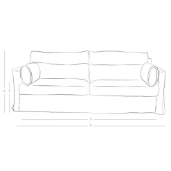Jasmine Natural Belgian Linen Three Seater Sofa