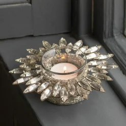 Jewelled Silver Tealight Holder