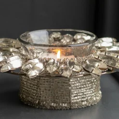 Jewelled Silver Tealight Holder