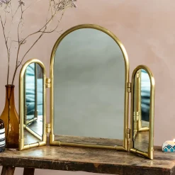 Jules Antique Gold Triple Table Top Mirror