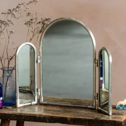 Jules Antique Silver Triple Table Top Mirror