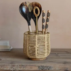 Jute and Brass Cutlery Holder