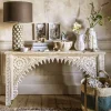 Kaia Carved Wood Console Table
