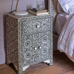 Kaleidoscope Bone Inlay Bedside Table