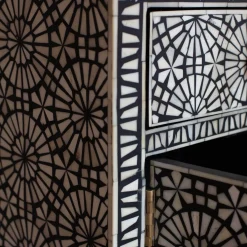 Kaleidoscope Bone Inlay Bedside Table