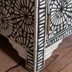 Kaleidoscope Bone Inlay Bedside Table