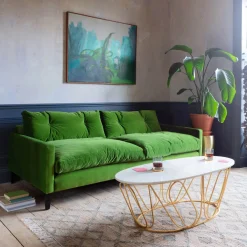 Kasper Grass Green Velvet Sofa