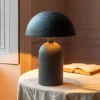 Large Black Textured Dome Table Lamp