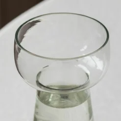 Large Etched Floral Clear Glass Vase