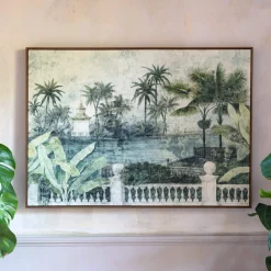 Large Framed Jungle Village Print