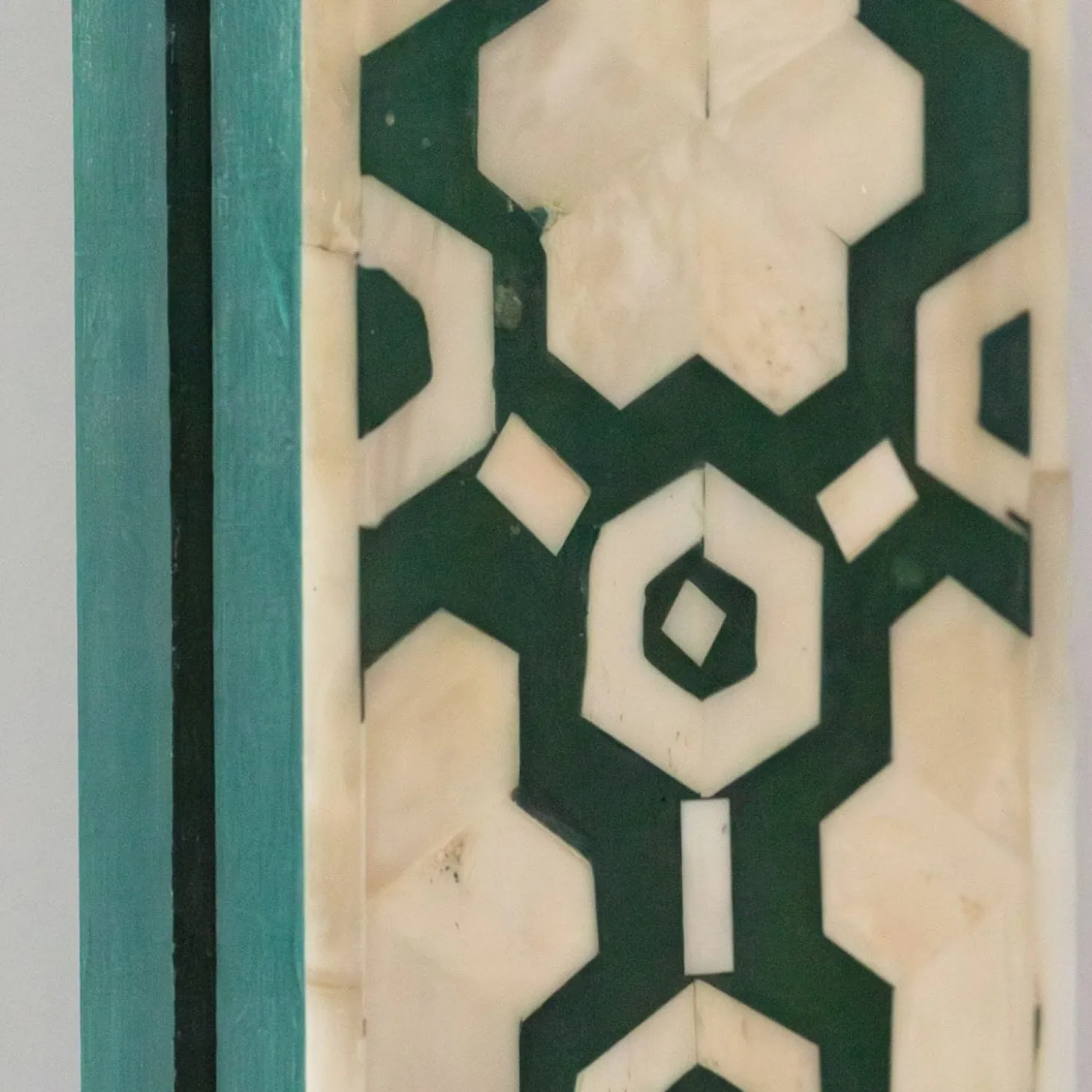 Large Jade Green Floral Bone Inlay Mirror