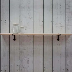 Large Oak Shelf With Iron Bracket