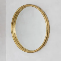 Large Round Gold Foil Mirror