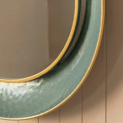 Large Round Teal Mirror