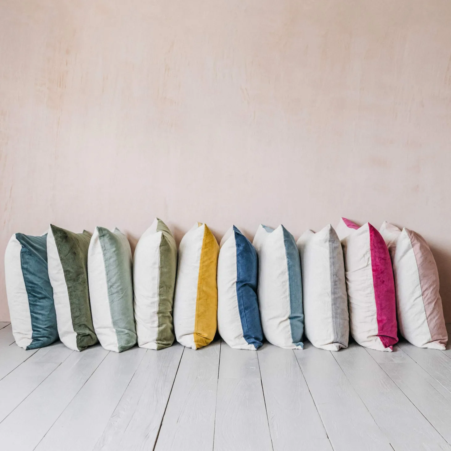 Large Velvet and Linen Backed Cushions